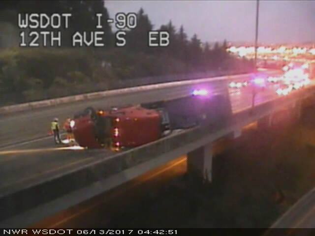 Semi crashes in Washington I-90_via-Washington-State-Patrol